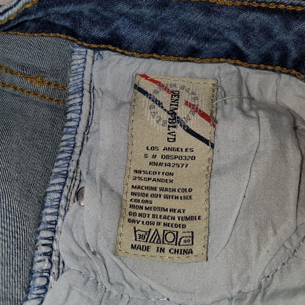 Distressed Denim Shorts with Lace Hem - Picture 8 of 13